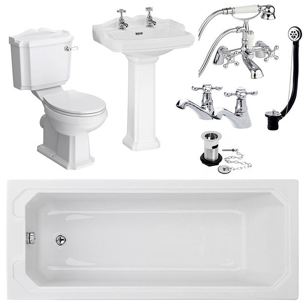 Oxford Complete Traditional Bathroom Package (1700 x 700mm) 