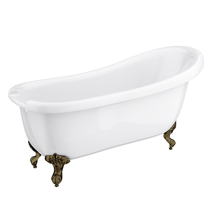 Oxford 1710 Roll Top Slipper Bath + Antique Brass Leg Set Large Image