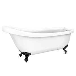 Oxford 1710 Roll Top Slipper Bath + Matt Black Leg Set Large Image