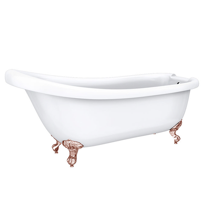 Oxford 1710 Roll Top Slipper Bath + Rose Gold Leg Set Large Image