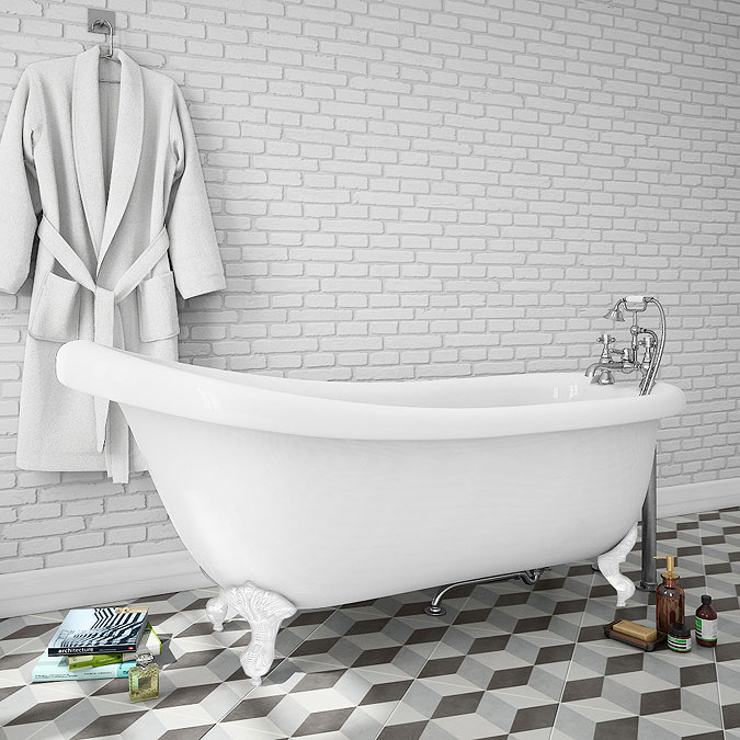 Oxford 1710 Roll Top Slipper Bath + White Leg Set  Feature Large Image