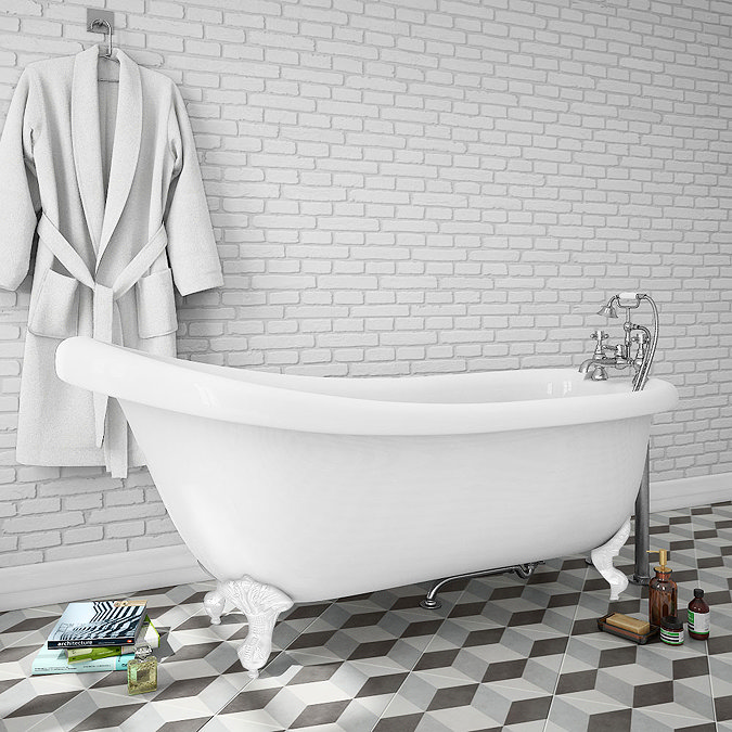Oxford 1710 Roll Top Slipper Bath + White Leg Set Feature Large Image
