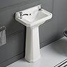 Oxford Cloakroom Basin with Upstand and Full Pedestal (2 Tap Hole - 515mm Wide)