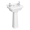 Oxford Cloakroom Basin with Upstand and Full Pedestal (2 Tap Hole - 515mm Wide)