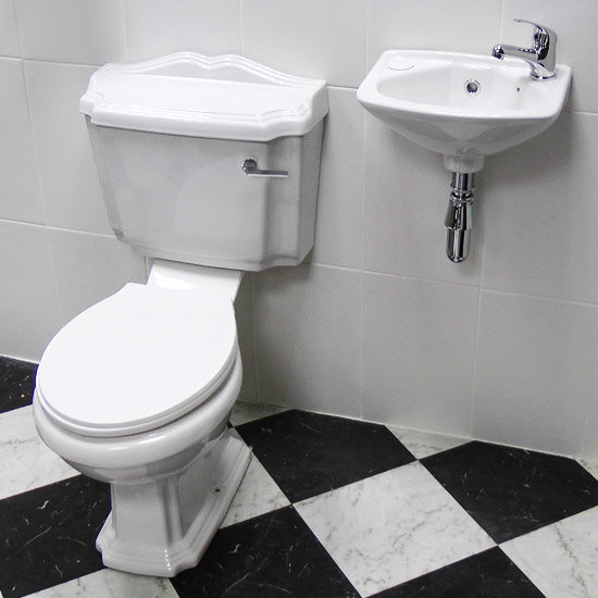 Oxford Cloakroom Suite w/ Basin Mixer, Waste & Chrome Bottle Trap Profile Large Image