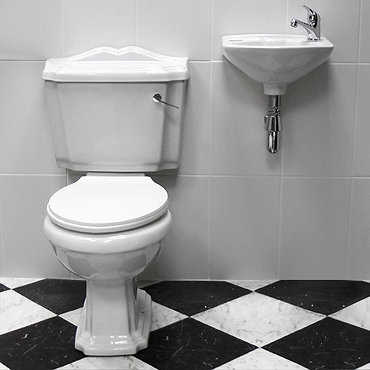 Oxford Cloakroom Suite w/ Basin Mixer, Waste & Chrome Bottle Trap Profile Large Image