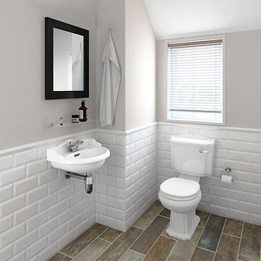 Oxford Cloakroom Suite with Basin Mixer, Waste + Chrome Bottle Trap Feature Large Image