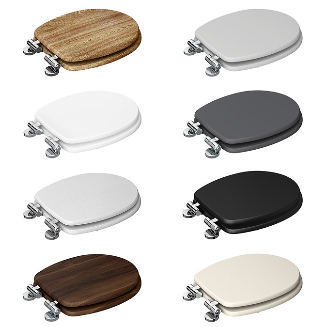 Oxford Soft Close Toilet Seat with Chrome Hinges - Various Colour Options  Feature Large Image