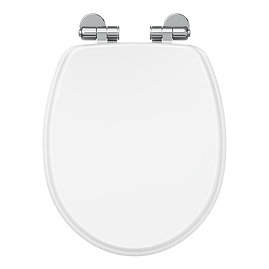 Oxford Gloss White Soft Close Toilet Seat with Chrome Hinges Large Image