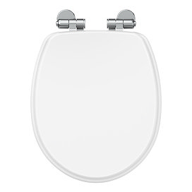 Oxford Gloss White Soft Close Toilet Seat with Chrome Hinges Large Image