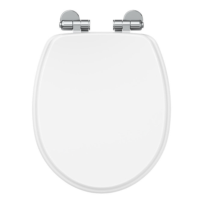 Oxford Gloss White Soft Close Toilet Seat with Chrome Hinges Large Image