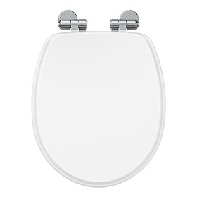 Oxford Gloss White Soft Close Toilet Seat with Chrome Hinges Large Image