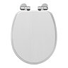 Oxford White Ash Wood Effect Soft Close Toilet Seat with Chrome Hinges Large Image