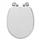 Oxford White Ash Wood Effect Soft Close Toilet Seat with Chrome Hinges Large Image