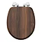 Oxford Walnut Wood Effect Soft Close Toilet Seat with Chrome Hinges Large Image
