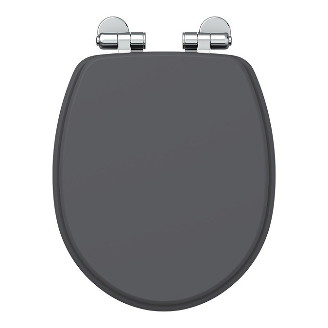 Oxford Graphite Soft Close Toilet Seat with Chrome Hinges Large Image