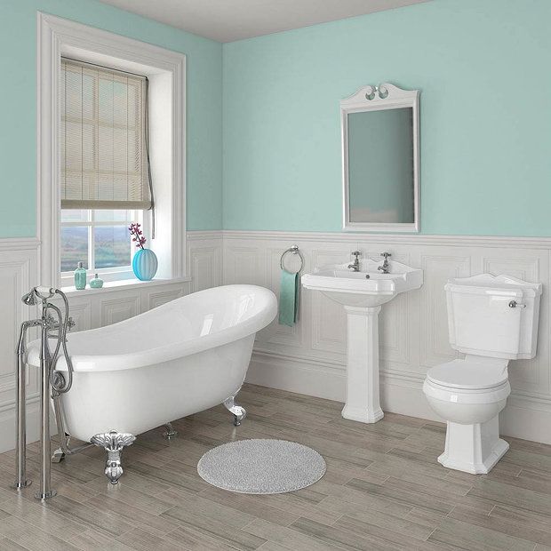 Oxford Traditional Free Standing Roll Top Slipper Bath Suite at