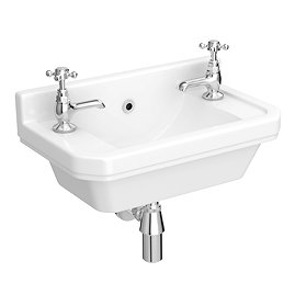 Oxford Wall Hung Cloakroom Basin with Upstand (512mm Wide - 2 Tap Hole)