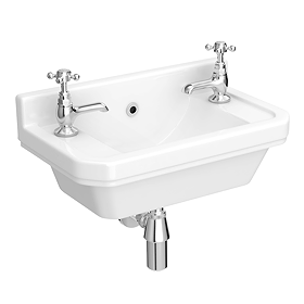 Oxford Wall Hung Cloakroom Basin with Upstand (512mm Wide - 2 Tap Hole)