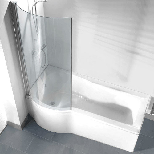 P-shaped Shower Bath Pack with Curved Shower Screen - Left hand option Large Image