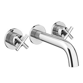 Pablo Crosshead Chrome Wall Mounted (3TH) Basin Mixer Tap