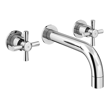 Pablo Crosshead Chrome Wall Mounted (3TH) Basin Mixer Tap  Feature Large Image