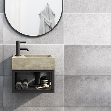 Pablo Light Grey Concrete Effect Wall & Floor Tiles - 315 x 615mm