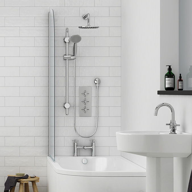 Pablo Triple Thermostatic Valve with Round Shower Head and Slider Rail Kit  Feature Large Image