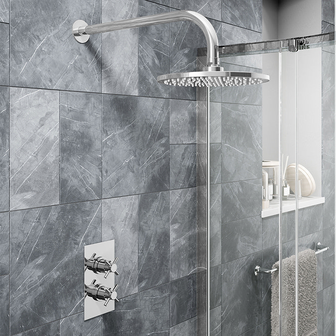 Pablo Twin Crosshead Concealed Shower Valve - Chrome  Feature Large Image