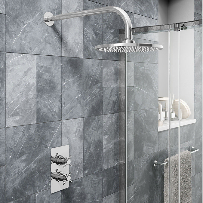 Pablo Twin Crosshead Concealed Shower Valve - Chrome Feature Large Image