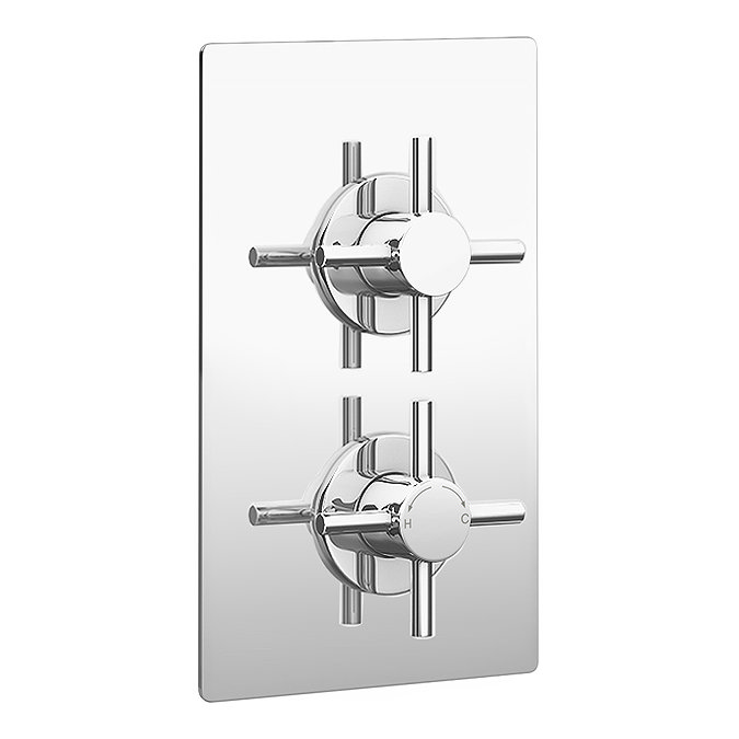 Pablo Twin Crosshead Concealed Shower Valve - Chrome Large Image