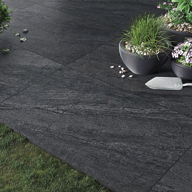 Pacific Anthracite Outdoor Stone Effect Floor Tile - 600 x 900mm  Profile Large Image