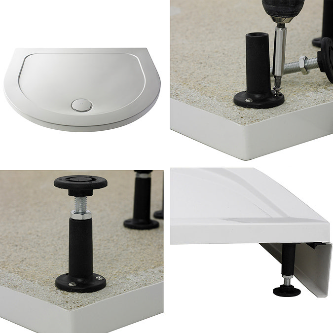 Pacific D-Shape Quadrant Shower Enclosure Inc. Tray, Waste & Easy Pumb Leg Set  Profile Large Image