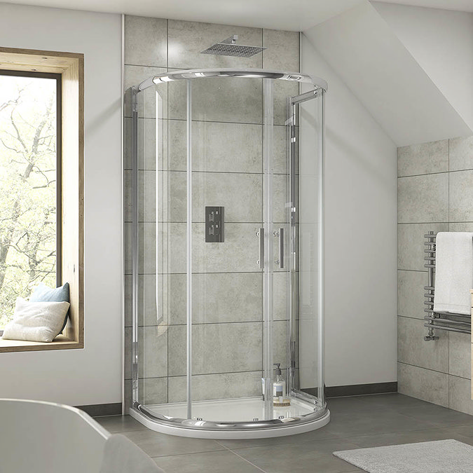 Pacific D-Shape Shower Enclosure Inc. Shower Tray + Waste  additional Large Image