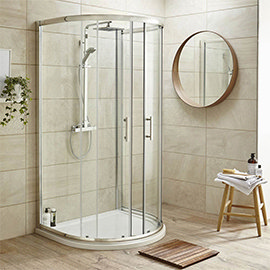 Pacific D-Shape Shower Enclosure Inc. Shower Tray + Waste Medium Image