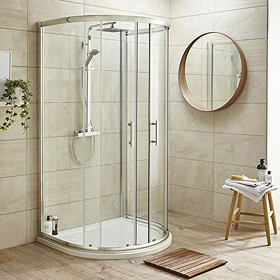 Pacific D-Shape Shower Enclosure Inc. Shower Tray + Waste Large Image