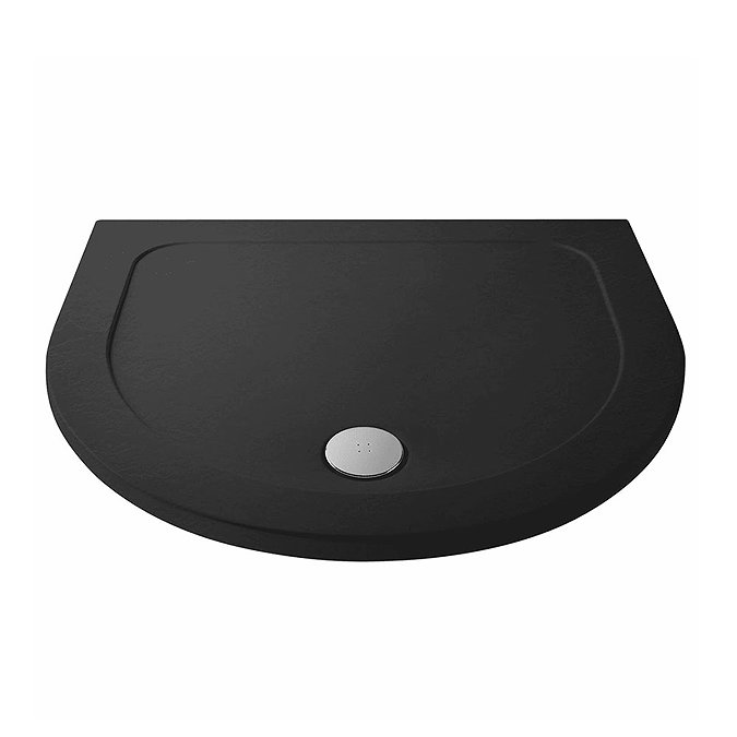 Pacific D-Shape Shower Enclosure + Slate Grey Shower Tray In Bathroom Large Image