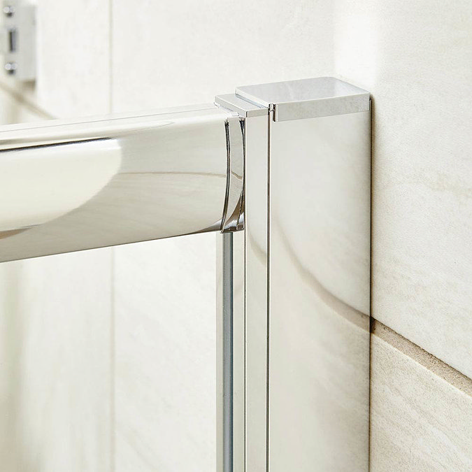 Pacific D-Shape Shower Enclosure + Slate Grey Shower Tray Profile Large Image