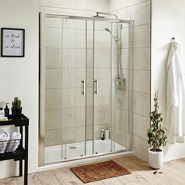 Pacific Double Sliding Shower Door Inc. Shower Tray + Waste  Profile Large Image