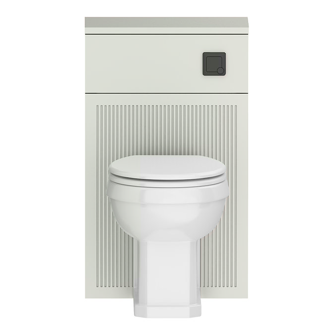 Padstow 500mm Slatted WC Toilet Unit Set – Satin Grey with Concealed Cistern, Matt Black Flush & Trafalgar Pan