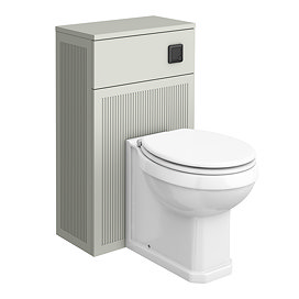 Padstow 500mm Slatted WC Toilet Unit Set – Satin Grey with Concealed Cistern, Matt Black Flush & Trafalgar Pan