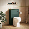 Padstow 500mm Slatted WC Toilet Unit Set – Satin Green with Concealed Cistern, Matt Black Flush & Trafalgar Pan