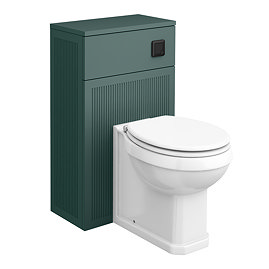Padstow 500mm Slatted WC Toilet Unit Set – Satin Green with Concealed Cistern, Matt Black Flush & Trafalgar Pan