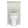 Padstow 500mm Slatted WC Toilet Unit Set - Satin Grey with Concealed Cistern, Brushed Brass Flush & Trafalgar Pan