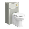 Padstow 500mm Slatted WC Toilet Unit Set - Satin Grey with Concealed Cistern, Brushed Brass Flush & Trafalgar Pan