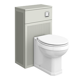 Padstow 500mm Slatted WC Toilet Unit Set - Satin Grey with Concealed Cistern, Chrome Flush & Trafalgar Pan
