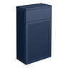 Padstow 500mm Slatted WC Toilet Unit Set – Satin Indigo Blue with Concealed Cistern, Brushed Brass Flush & Trafalgar Pan
