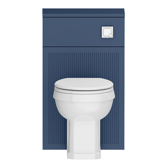 Padstow 500mm Slatted WC Toilet Unit Set – Satin Indigo Blue with Concealed Cistern, Chrome Flush & Trafalgar Pan