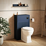 Padstow 500mm Slatted WC Toilet Unit Set – Satin Indigo Blue with Concealed Cistern, Matt Black Flush & Trafalgar Pan