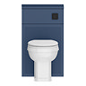 Padstow 500mm Slatted WC Toilet Unit Set – Satin Indigo Blue with Concealed Cistern, Matt Black Flush & Trafalgar Pan